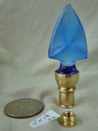 Lamp Finial Cobalt Blue Glass Arrowhead Shape 3 " H X 1 1/4 " W (ra)
