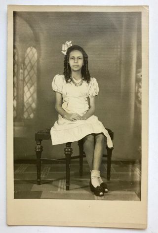 1950s Pretty Black Cuban Girl Real Photo Postcard