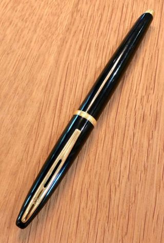 Gorgeous Black W/gold Trim Waterman Carene Rollerball Pen (made In France)