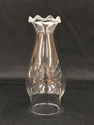 C.  1880 - 1900’s Pie Crust Ruffled Top Clear Glass No.  1 Size Chimney For Oil Lamp