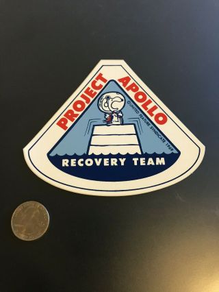Vintage Snoopy Project Apollo Recovery Team Sticker Nasa 1969 Rare
