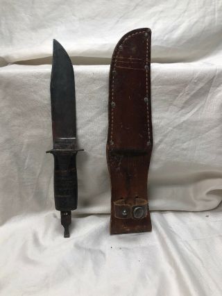 Robeson Shuredge No.  20 Usn Marked Wwii Knife W/ Sheath Missing Bottom