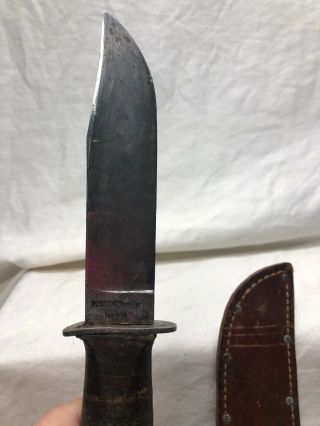 Robeson Shuredge No.  20 USN marked WWII knife w/ sheath Missing Bottom 2