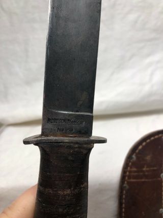 Robeson Shuredge No.  20 USN marked WWII knife w/ sheath Missing Bottom 3