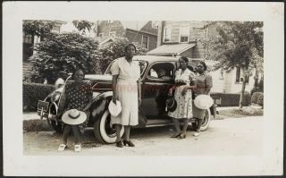 1930s Black Women Pose By Car Orig Found African American Family Photo Detroit