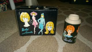 Vintage Barbie And Francie Vinyl Lunchbox With Barbie Midge Skipper Thermos 196