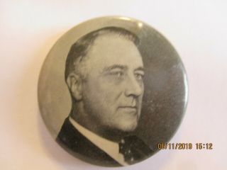 1932 Cello Button Pin 1 3/4 " Franklin D Roosevelt