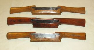 3 Wooden Spokeshaves Old Woodworking Antique Tool Spoke Shave