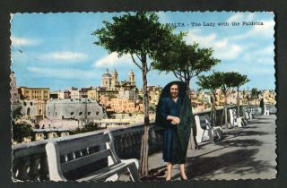 Posted C1960s: Lady With The Faldetta,  Malta