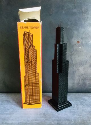 Vtg Sears Tower Chicago Il Miniature Souvenir Building Orig Box Skyscraper Model