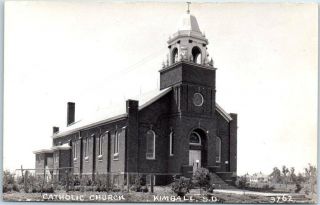 Kimball,  South Dakota Rppc Real Photo Postcard Catholic Church C1940s