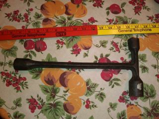 Antique 3 Way Lug Nut T - Wrench,  Big Square,  Little Square,  106s? Unknown