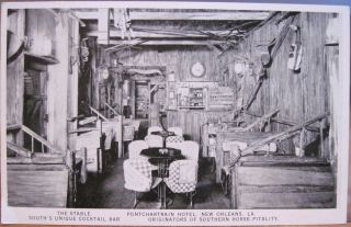 Vintage Postcard The Stable Bar Ponchartrain Hotel Orleans Louisiana 1943