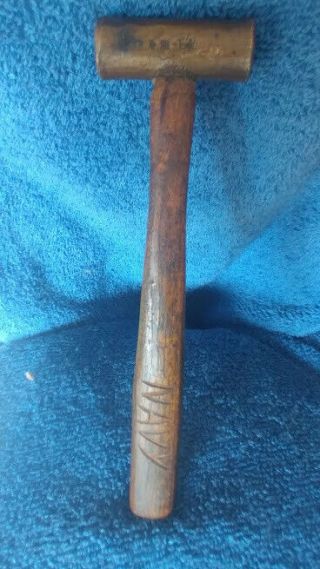 Antique U.  S.  Navy Brass Hammer Wood Handle Early 1900s 