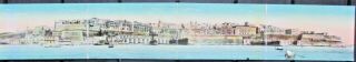 Old Postcard Malta,  Huge Panorama Of Grand Harbour Valletta,  4 - Folded,  55x9cm