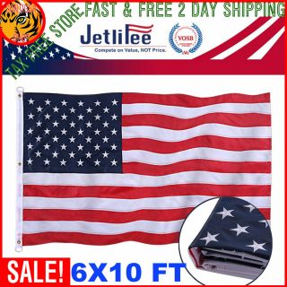 Jetlifee American Flag 6x10 Ft - By U.  S.  Veterans Owned Biz.  Embroidered Stars