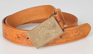 Philmont Cimarron Nm Boy Scout Bsa Leather Belt Size 42 Brass Buckle 2000
