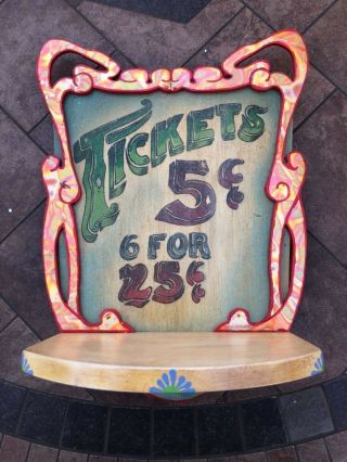 Carnival Carousel Ticket Sales Wall Shelf 5 Cents Or 6 For 25 Unique