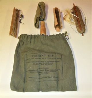 Wwii American Red Cross Marked Fishing Kit Complete Us Navy,  Army Air Corps