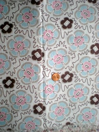 Geometric Vtg Feedsack Quilt Sewing Dollclothes Craft Fabric Pink Blue Brown