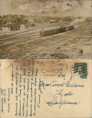 1909 Rppc Roseville,  Ca Southern Pacific Railroad Yard Placer County California