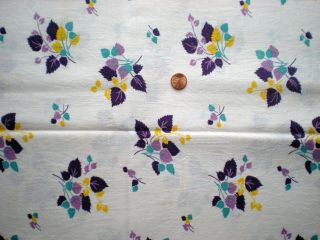Floral Full Vtg Feedsack Quilt Sewing Dollclothes Craft Dress Fabric Purple Yell