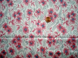 Floral Full Vtg Feedsack Quilt Sewing Dollclothes Craft Dress Fab Pink Blue Gray