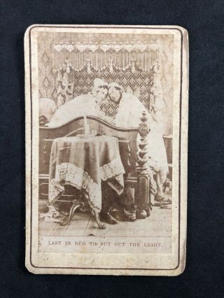 Victorian Carte De Visite Cdv: Humorous Album Filler: Last In Bed