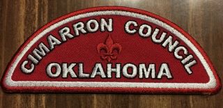 Cimarron Council Boy Scout Csp Patch - Red & White Dome Shape Rare