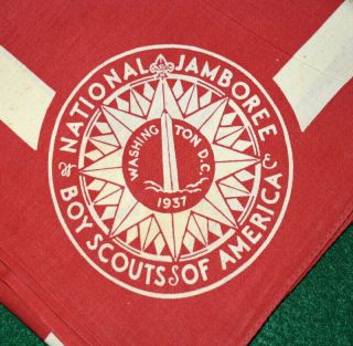 Boy Scout 1937 Jamboree Red Neckerchief - Full Square