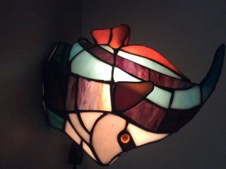 Vintage Tiffany Style Stained Glass Lamp multi Color Tropical Fish Night Light 4