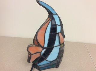 Vintage Tiffany Style Stained Glass Lamp multi Color Tropical Fish Night Light 7