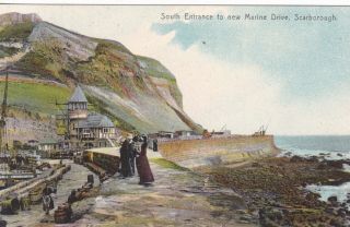 Scarborough - South Entrance To Marine Drive,  Scaffolding & Cranes By Pelham