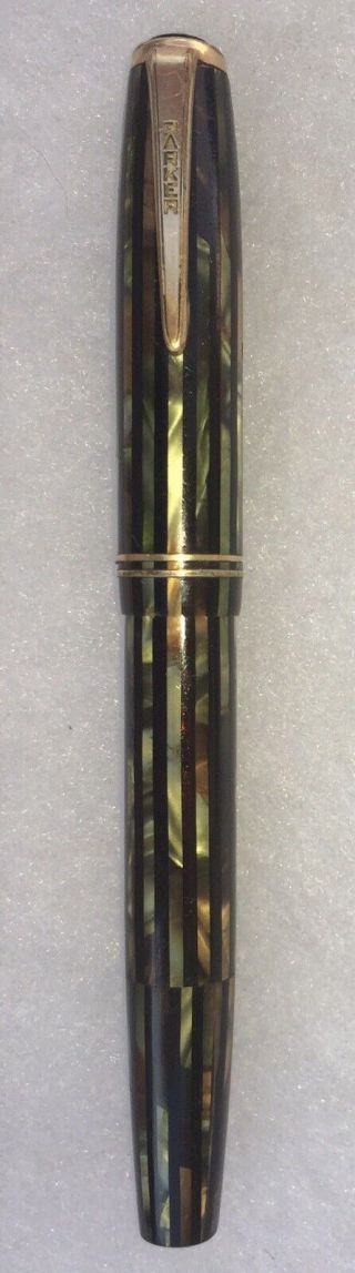 1941 Parker Duofold Fountain Pen Black - Brown - Green Stripes