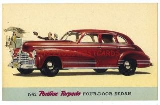 1942 Pontiac Torpedo 4 - Door Sedan Ad Postcard