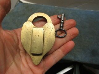 Well Made Unmarked Old Brass Padlock Lock With A Key.  N/r