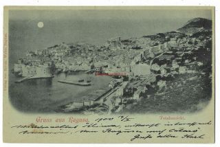 Croatia Gruss Aus Ragusa Totalansicht 1902 Vintage Postcard 13.  4