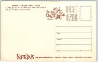 1960s SAMBO ' S RESTAURANTS Adv.  Postcard Picture Story Series Tiger Pancakes 2