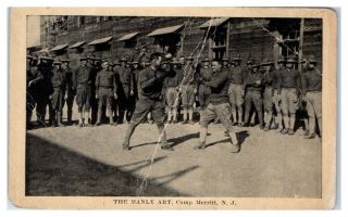 Wwi - Era The Manly Art,  Boxing At Camp Merritt,  Nj Postcard 4v
