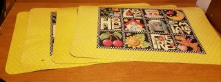 Mary Engelbreit Home Family Friend Love Place Mat Set Of 4,  18 " X 12 ",  Yellow
