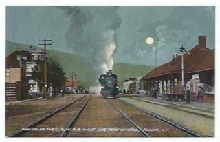 Roscoe,  York.  Arrival Of The O.  & W.  R.  R.  Night Line From Chicago.  Depot.