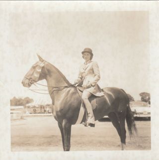 Vintage Equestrian Photo Woman Riding Horse Pony Farm Animal Riding