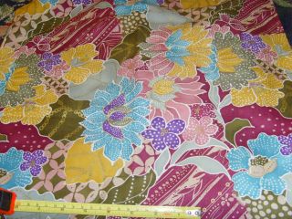 44x72 In Batik Floral Fabric Material Sewing Unique Funky Flowers Sewing Craft