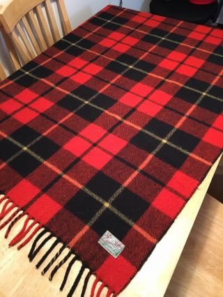 Vintage Ottawa Valley Plaid Wool Blanket Red Black