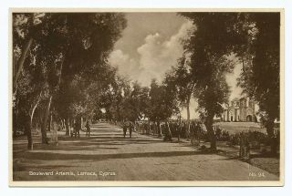 Cyprus Larnaca Boulevard Artemis Old Animated Photo Postcard