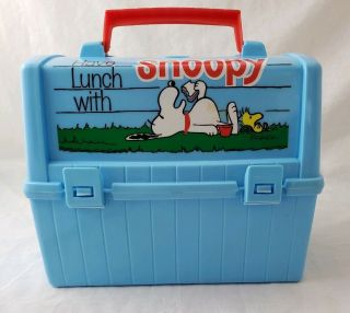 1968 Vintage Lunch Box Have Lunch With Snoopy Blue Box,  Rare
