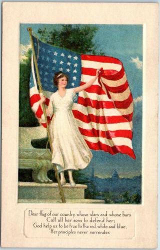 Vintage Patriotic Postcard " Dear Flag Of Our Country… " Embossed 1910s Wwi