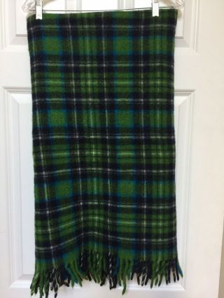 Pendleton Wool Blanket Throw Plaid Blue Green 45 X 55”