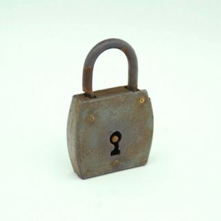 Vintage French Metal Lock With Orignal Key Rare Old Padlock Vgt