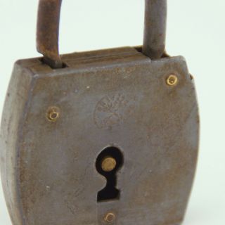 Vintage French Metal Lock with Orignal Key Rare Old Padlock VGT 2